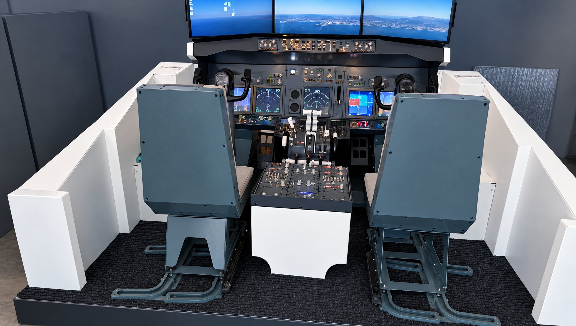Flight simulator cockpit at SATS